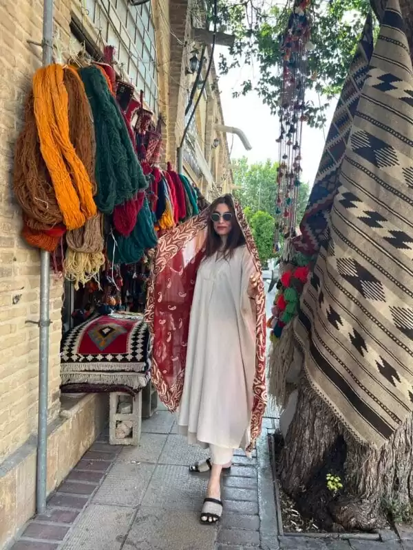 شال هندی گلدوزی ترمه - Image 2