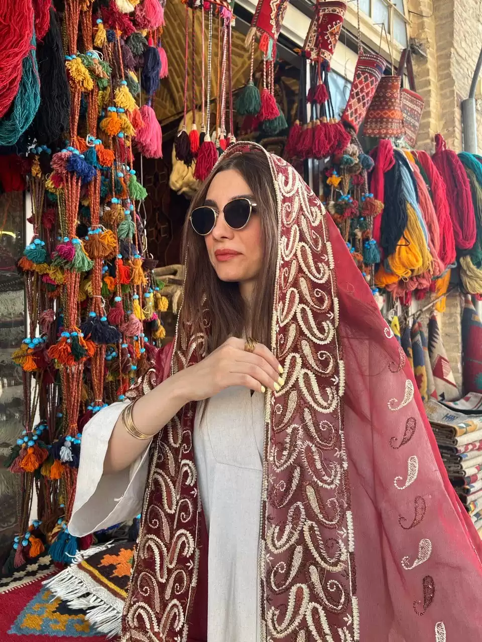 شال هندی گلدوزی ترمه - Image 3