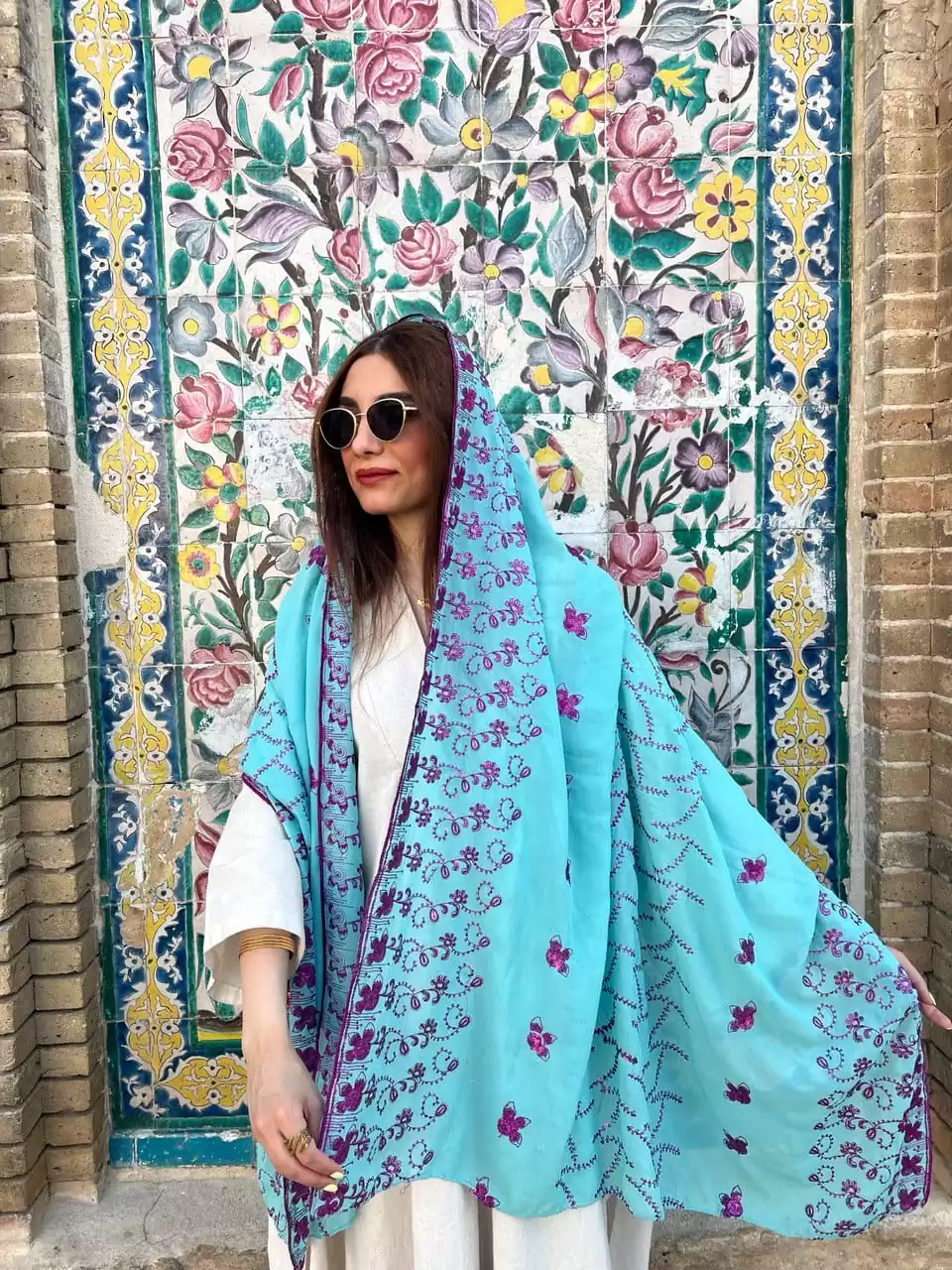 شال هندی گل نیلوفر