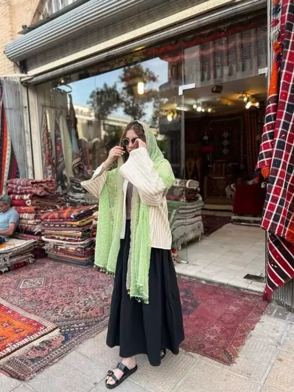 شال هندی نگار سبز - Image 3
