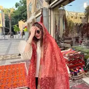شال هندی نازگل قرمز