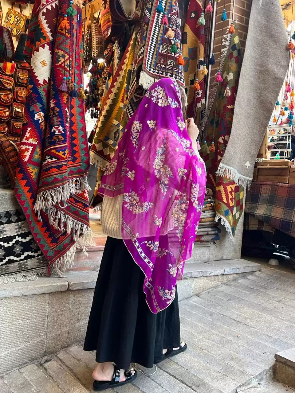 شال هندی بنفش سوسن