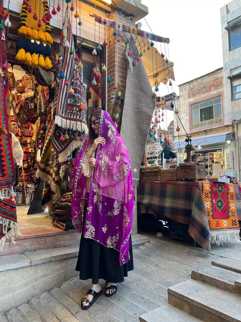 شال هندی بنفش سوسن - Image 2