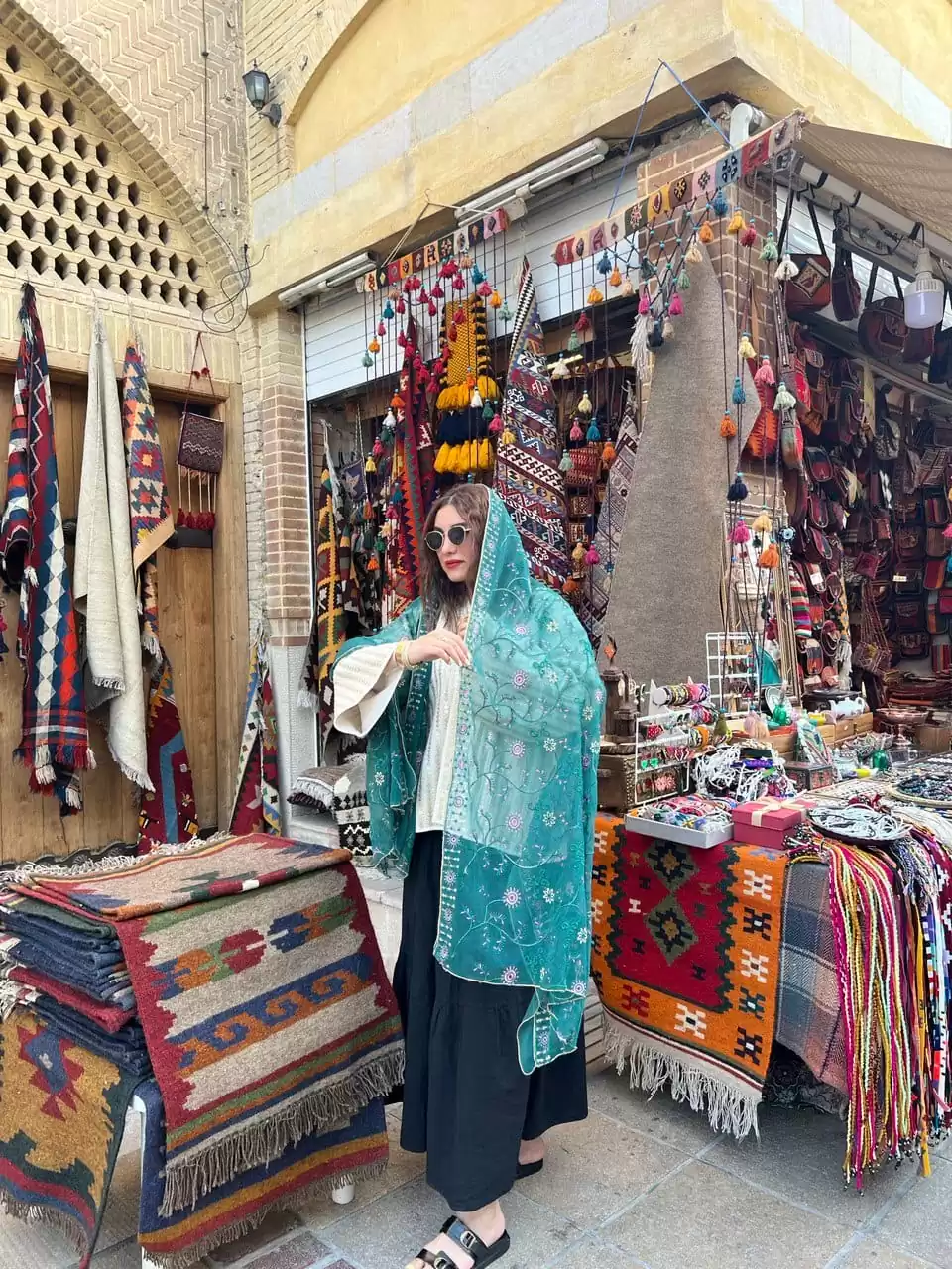 شال هندی سبز پریچهر - Image 3