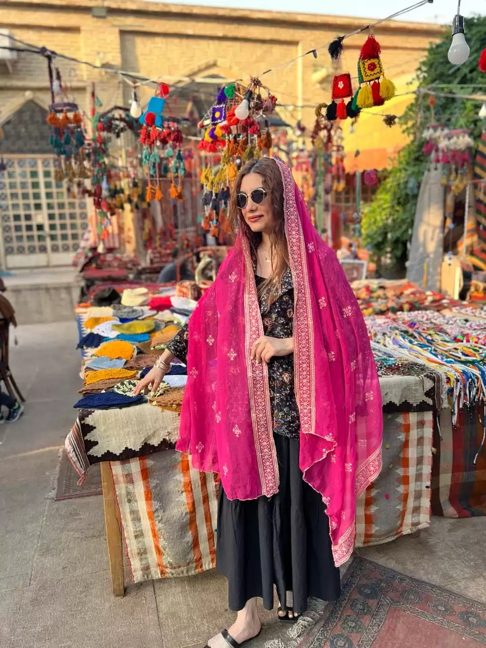 شال هندی سرخابی افشون