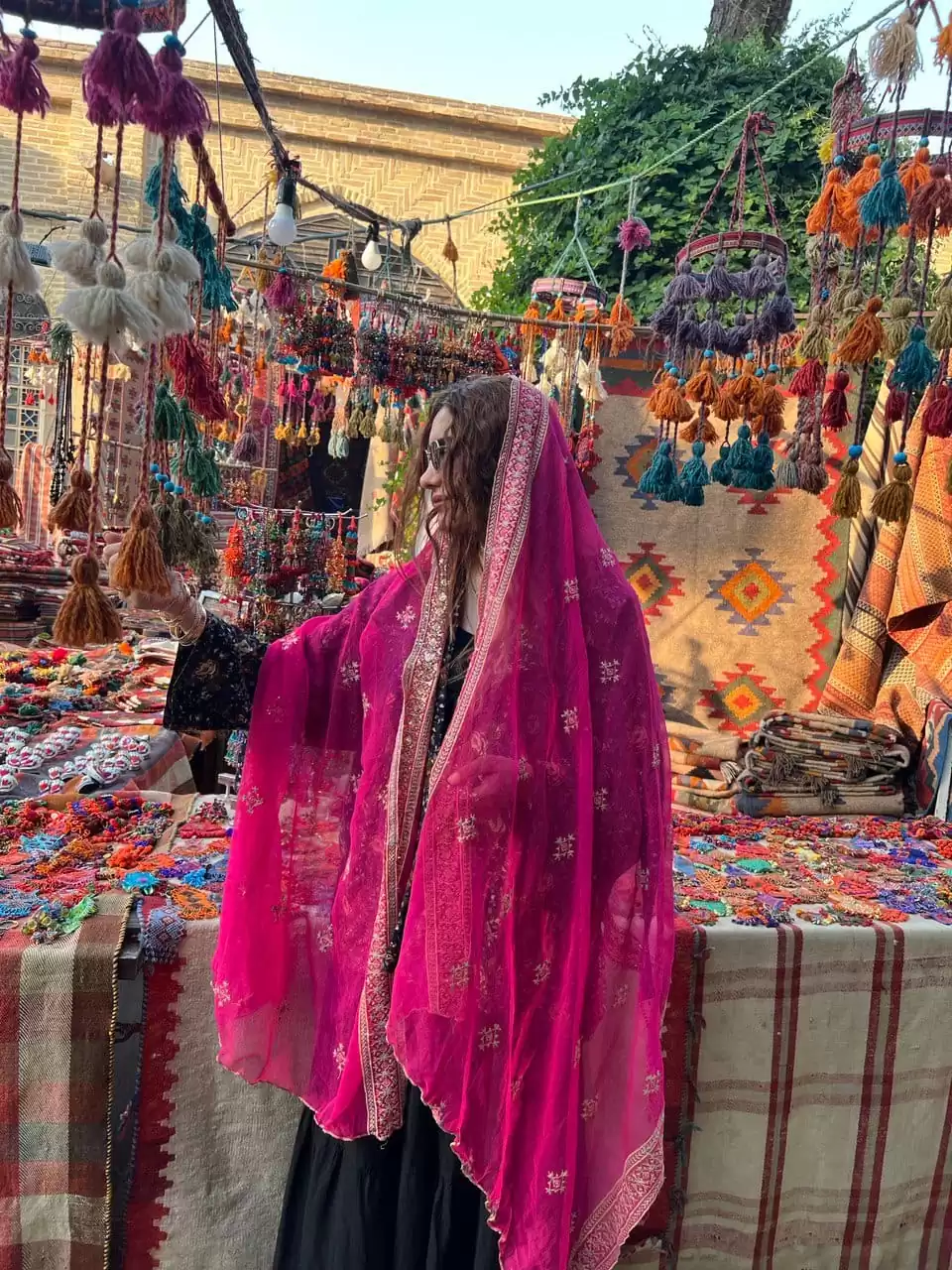 شال هندی سرخابی افشون - Image 2