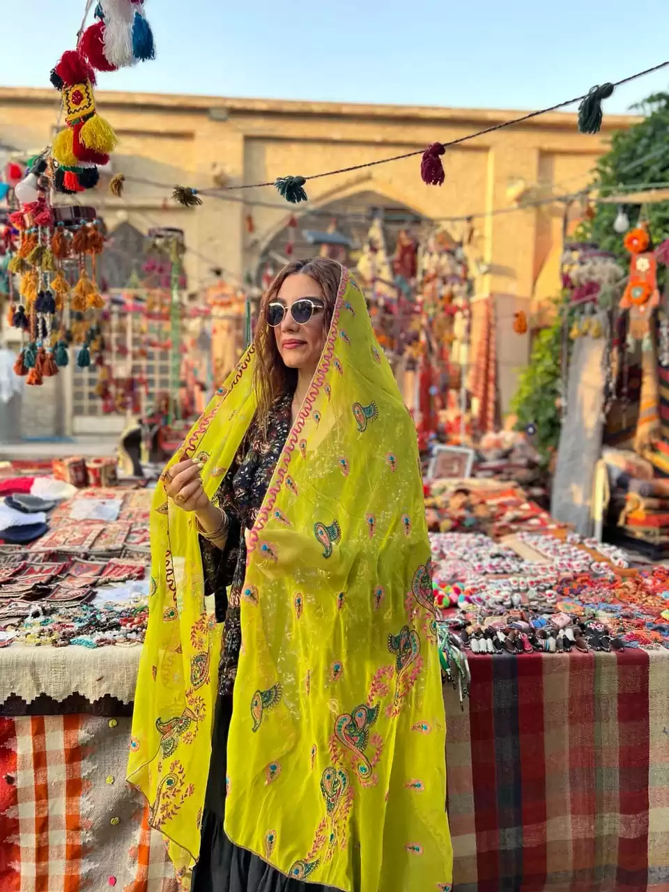 شال هندی سبز فسفری - Image 2