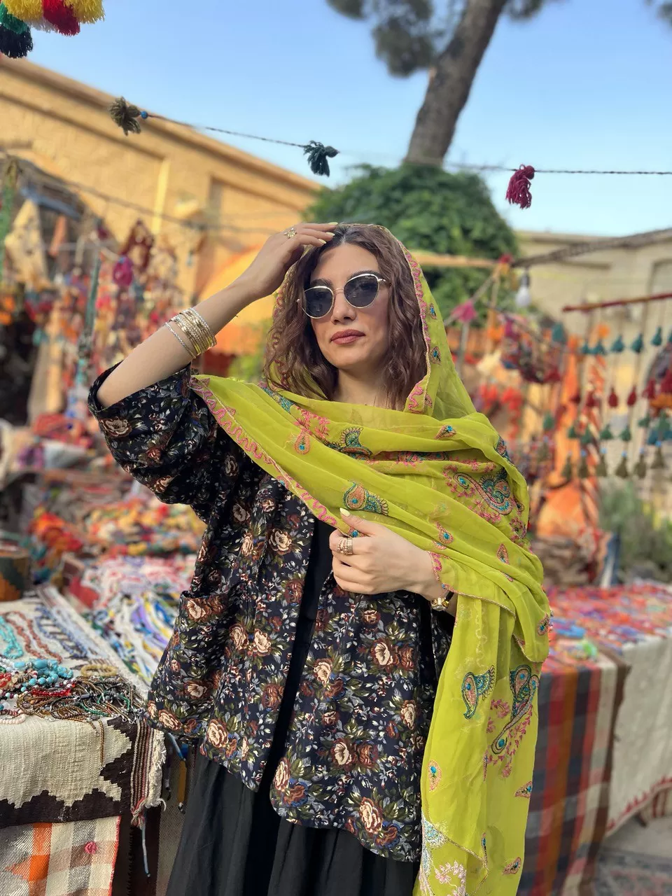 شال هندی سبز فسفری